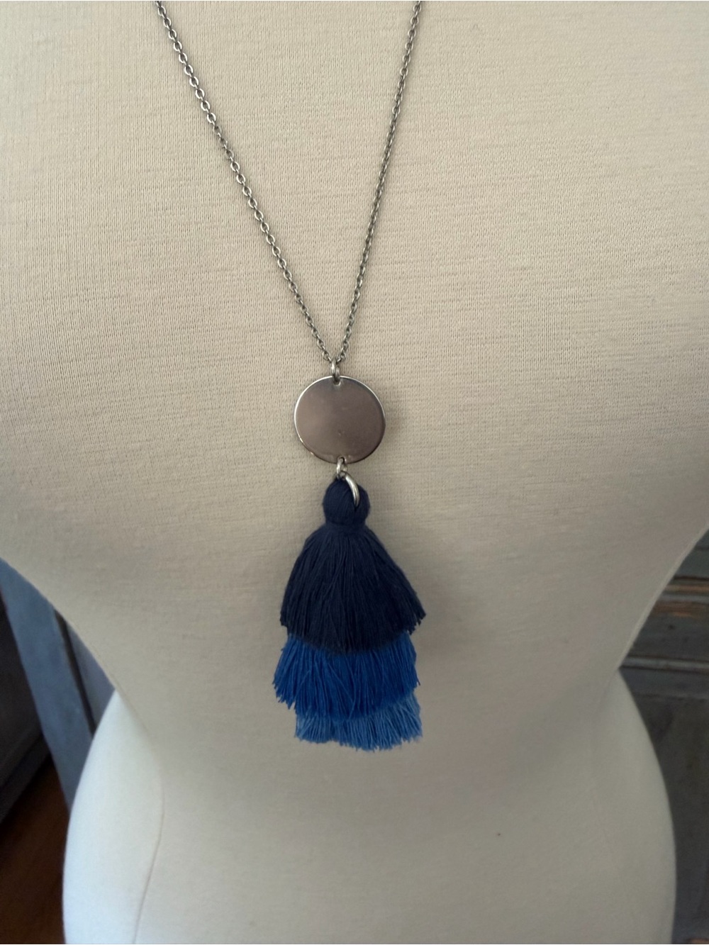 Banana Republic Blue Tassel Pendant Necklace